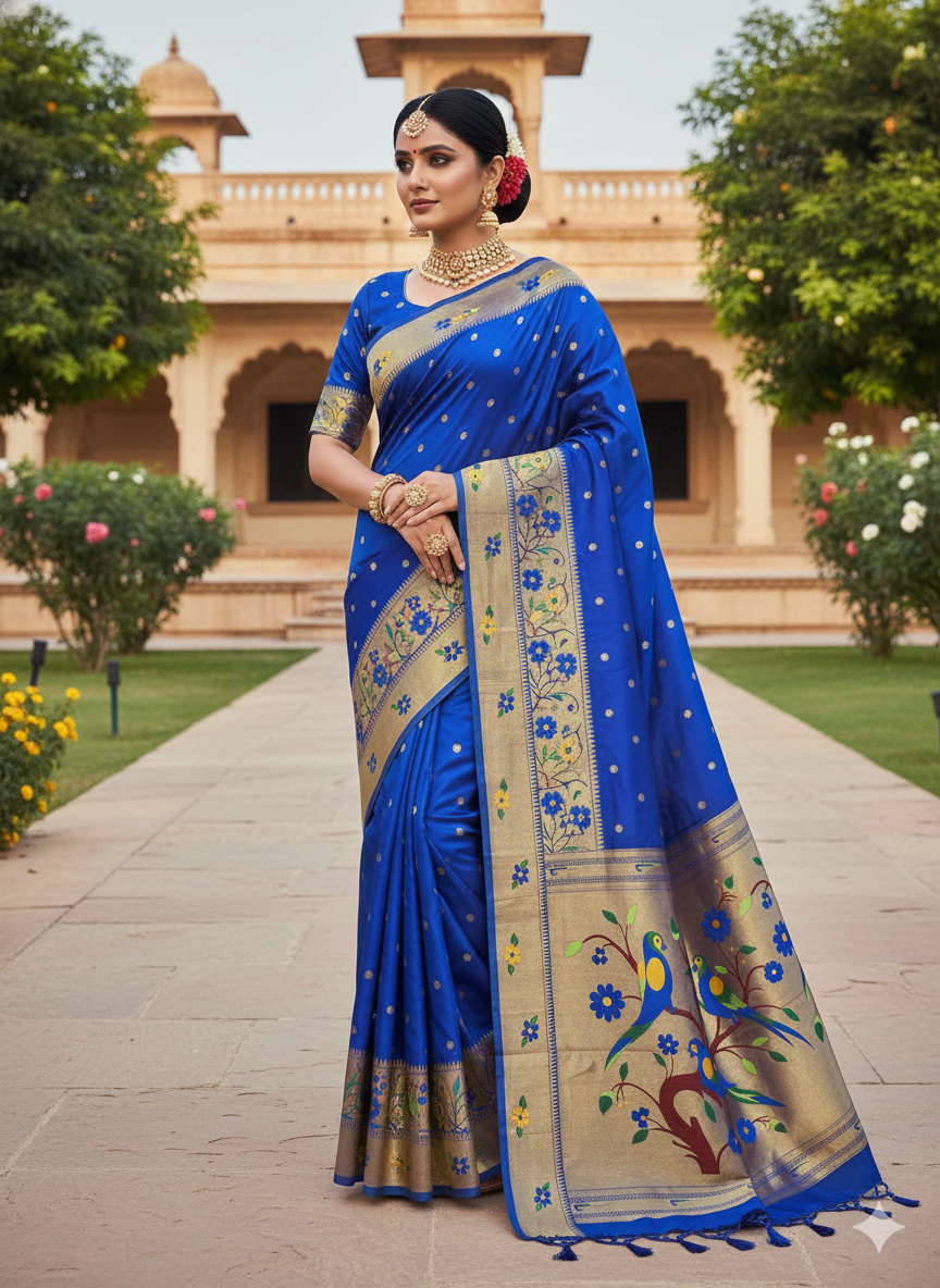 Anika Brocade Paithani-BLUE