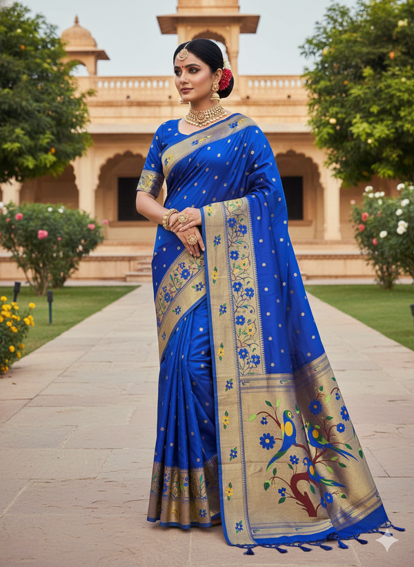 Anika Brocade Paithani-BLUE