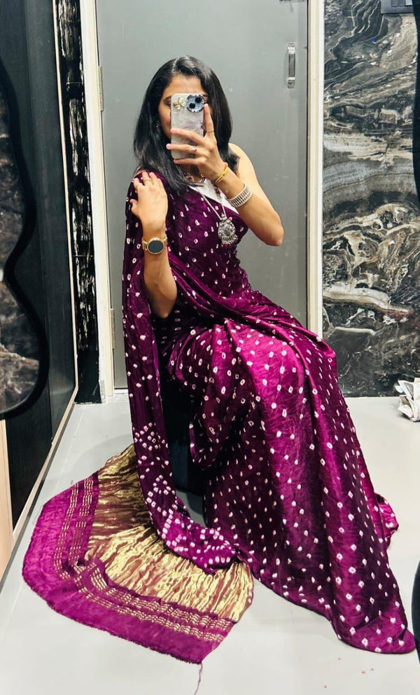 Aryahi Gaji Silk Original Bandhani (Royal Wine)